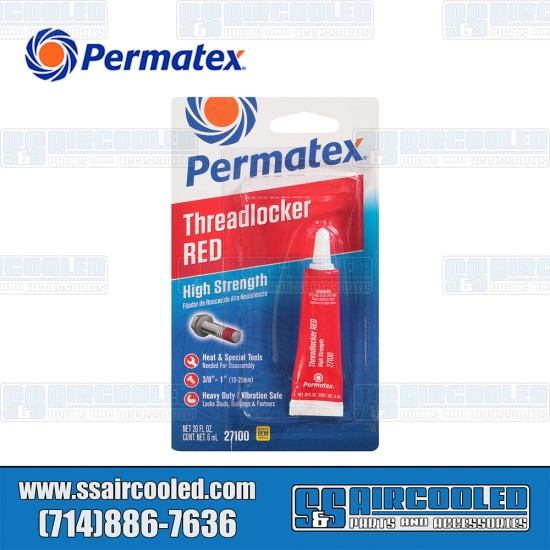 Permatex VW Threadlocker, Red - High Strength, 6ml, 27100 Permatex VW Threadlocker, Red - High Strength, 6ml, 27100