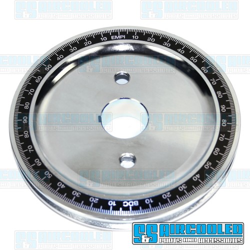 Crankshaft Pulley, 6-3/4in, Billet Steel, Solid, Silver Zinc w/Black Numbers
