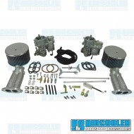 Carburetor Kit, 40mm Brosol/Solex, Dual, Twist Style Linkage w/Air Cleaners
