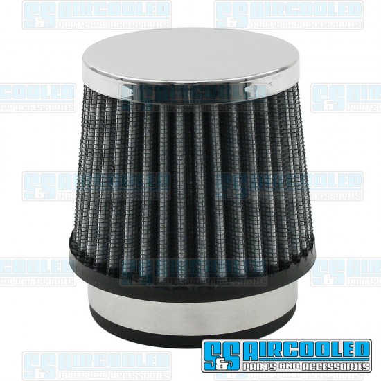 EMPI VW Air Filter Assembly, Kadron/Brosol/Solex/40K, Round, Gauze, Chrome, 43-4460-0