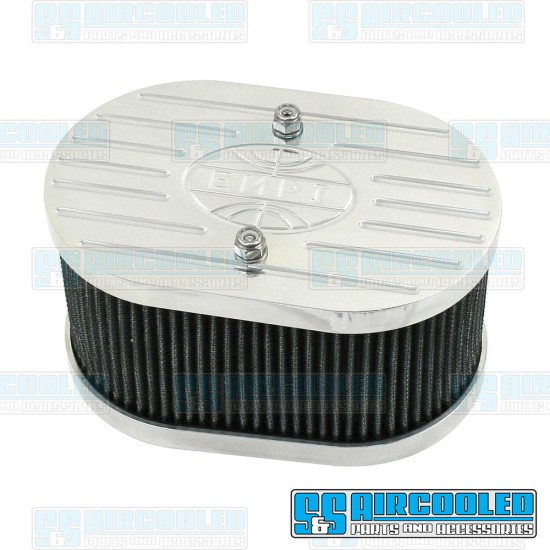 EMPI VW Air Filter Assembly, IDF/DRLA/HPMX, Oval, Gauze, Billet Aluminum, 43-6016-0