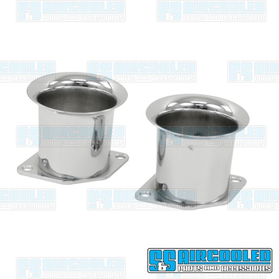 EMPI VW Velocity Stacks, IDF/DRLA/HPMX, 2-1/4in Tall, Steel, Chrome, 43-6050-0