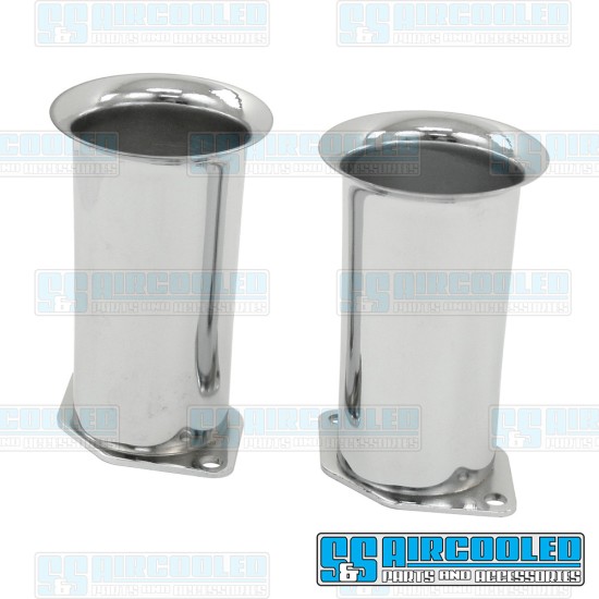  VW Velocity Stacks, IDF/DRLA/HPMX, 4in Tall, Steel, Chrome, 43-6054-0