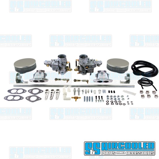 EMPI/WEBER VW Carburetor Kit, 34mm ICT, Dual, Hexbar Style Linkage w/Air Cleaners, 43-7311-0, VW Type 3 62-73