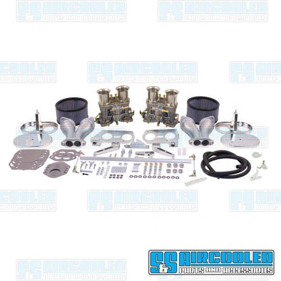 Weber VW Carburetor Kit, 40mm IDF, Dual, Hexbar Style Linkage w/Air Cleaners, 43-7317-0