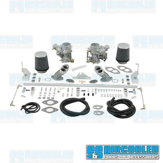 Weber VW Carburetor Kit, 34mm ICT, Dual, Hexbar Style Linkage w/Air Cleaners, 43-7411-0