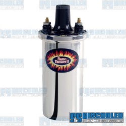 Ignition Coil, 12 Volt, 45Kv Output, .6 ohm, Oil Filled, Chrome Ignition Coil, 12 Volt, 45Kv Output, .6 ohm, Oil Filled, Chrome