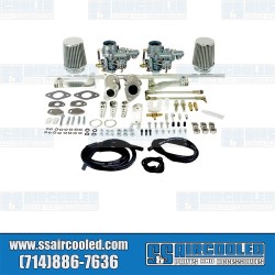 Carburetor Kit, Dual 34mm EPC w/ Single Port Manifolds, Hex Bar Linkage, Chrome Pod-Style Air Filter Assembly's Carburetor Kit, Dual 34mm EPC w/ Single Port Manifolds, Hex Bar Linkage, Chrome Pod-Style Air Filter Assembly's