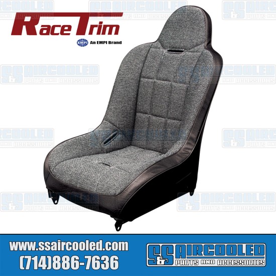 Race-Trim VW High-Back Seat, Left or Right, Black Vinyl w/Tweed Fabric, 62-2750-0