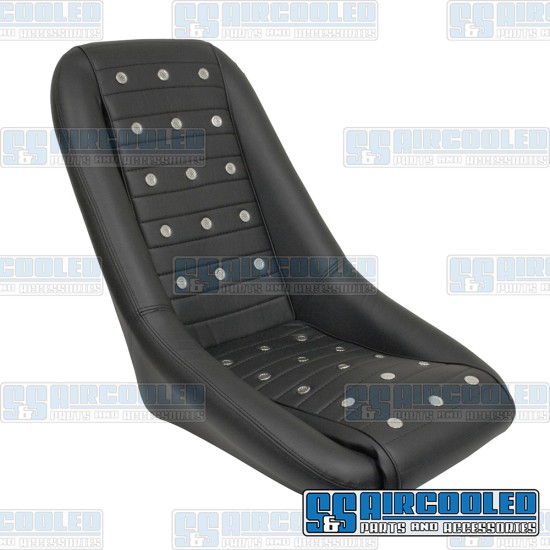 Race Trim VW Low-Back Roadster Style Seat, Black Vinyl w/Polished Vent Grommets, 62-2881-0