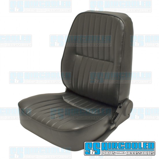 Race Trim VW Reclining Bucket Seat, Low-Back w/o Headrest, Left, Black Vinyl, Race Trim, 62-2950-0