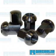 Lug Nuts, M14-1.5, Ball Seat, Porsche Style, Aluminum, Black Lug Nuts, M14-1.5, Ball Seat, Porsche Style, Aluminum, Black