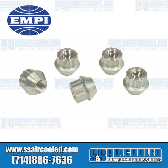EMPI VW 12pt 60° Taper Open Ended Lug Nuts, Raw, 70-2886-0, Fits VW Bug, VW Super Beetle, VW Karmann Ghia, VW Bus, VW Type 3, VW Thing