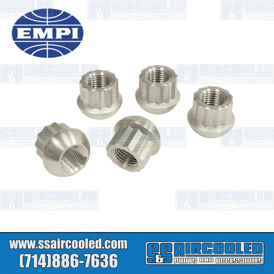 EMPI VW 12pt Ball Seat Open Ended Lug Nuts, Raw, 70-2887-0, Fits VW Bug, VW Super Beetle, VW Karmann Ghia, VW Bus, VW Type 3, VW Thing EMPI VW 12pt Ball Seat Open Ended Lug Nuts, Raw, 70-2887-0, Fits VW Bug, VW Super Beetle, VW Karmann Ghia, VW Bus, VW Type 3, VW Thing