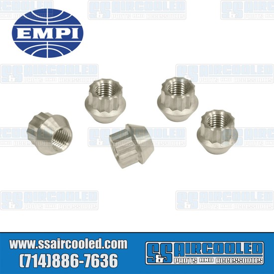 EMPI VW 12pt 60° Taper Open Ended Lug Nuts, Raw, 70-2888-0, Fits VW Bug, VW Super Beetle, VW Karmann Ghia, VW Bus, VW Type 3, VW Thing