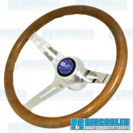 Steering Wheel, 380mm Diameter, 23mm Grip, Light Classic Wood w/Adapter