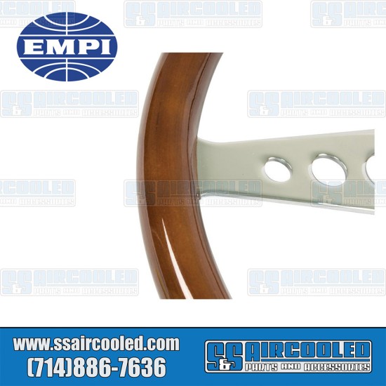 EMPI VW Steering Wheel, 457mm Diameter, 31mm Grip, Light Classic Wood, 79-4055-6