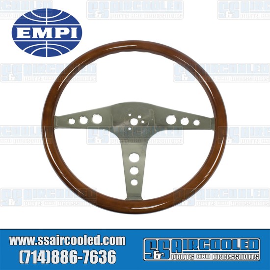 EMPI VW Steering Wheel, 457mm Diameter, 31mm Grip, Light Classic Wood, 79-4055-6