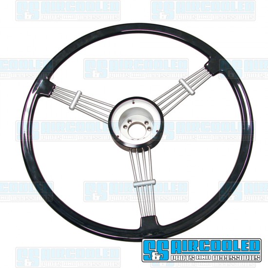 EMPI VW Steering Wheel, 15-1/2in Diameter, Banjo Style, Black, 79-4059-0