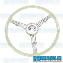 Steering Wheel, 15-1/2in Diameter, Banjo Style, Silver/Grey