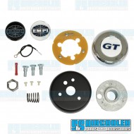 Steering Wheel Adapter, 3-Bolt, Steel, Black w/Horn Button