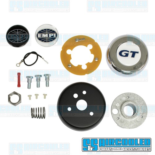 Steering Wheel Adapter, 3-Bolt, Steel, Black w/Hor...