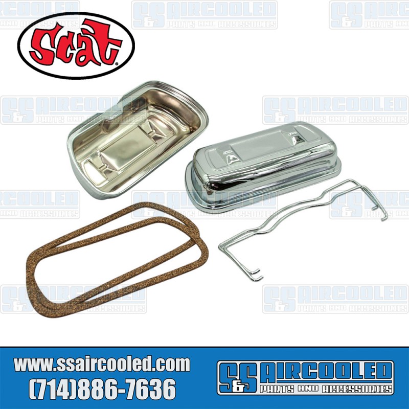Scat VW Valve Covers, Clip-On, High Lift, Steel, Chrome, 80220, VW Bug, Super Beetle, Ghia, Bus, Type 3, Thing