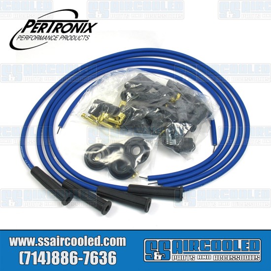 PerTronix VW Spark Plug Wires, 8mm, HEI & Female Socket, Blue, 8043VW