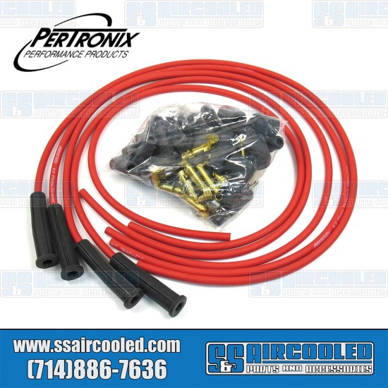 PerTronix VW Spark Plug Wires, 8mm, HEI & Female Socket, Red, 8044VW