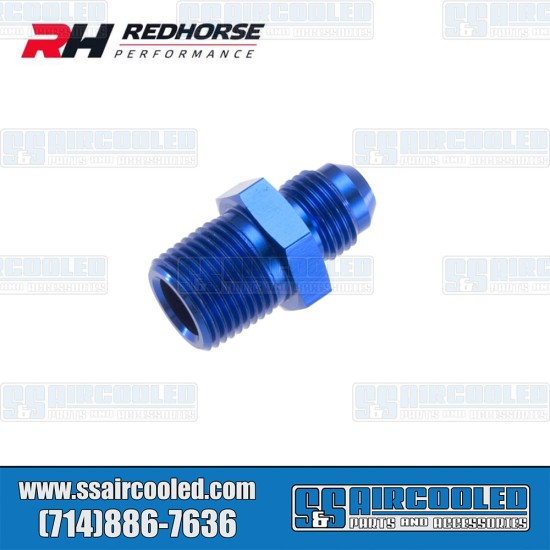 Redhorse Performance -6AN Straight Male Adapter to 3/8" NPT Male, Blue, 816-06-06-1, VW Bug, Super Beetle, Ghia, Bus, Type 3, Thing, Vanagon
