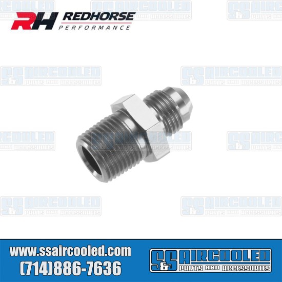 Redhorse Performance -6AN Straight Male Adapter to 1/4" NPT Male, Silver, 816-06-04-5, VW Bug, Super Beetle, Ghia, Bus, Type 3, Thing, Vanagon