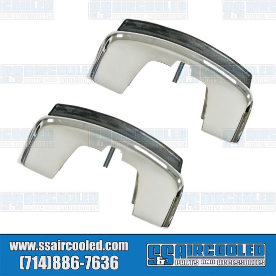  VW Bumper Guards, Front or Rear, Left & Right, Bumpers w/Impact Strip, Chrome, 113707153B