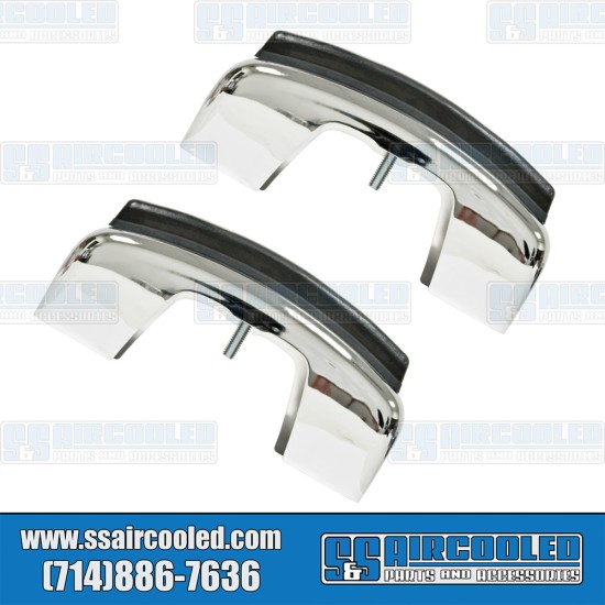  VW Bumper Guards, Front or Rear, Left & Right, Bumpers w/o Impact Strip, Chrome, 113707153