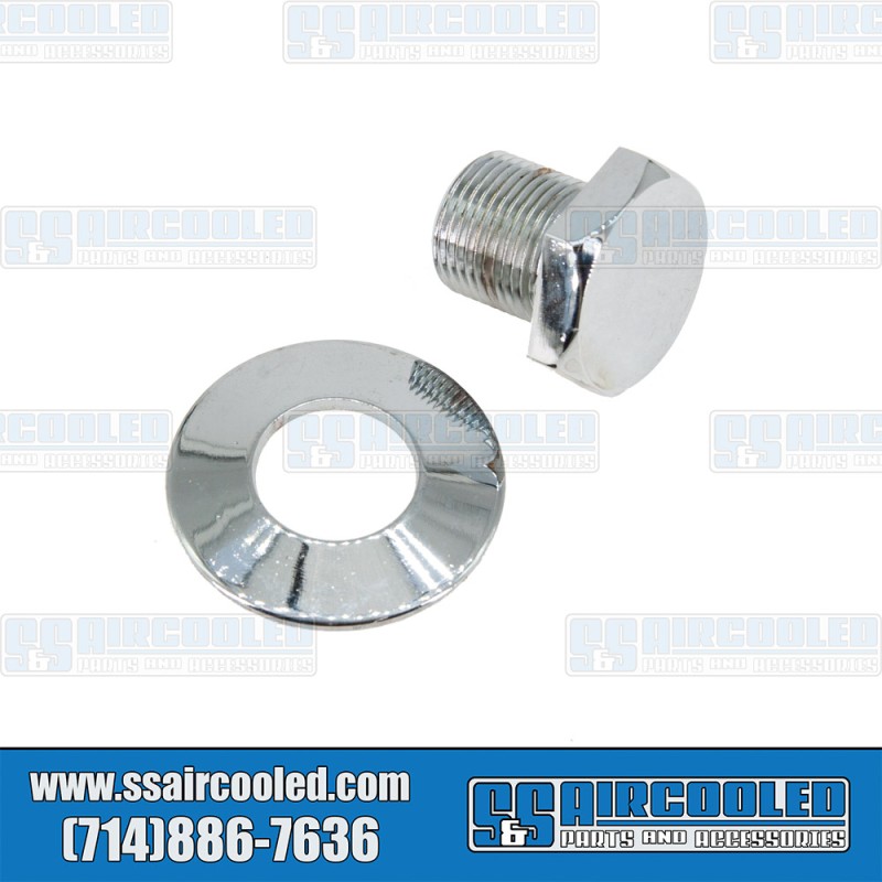 VW Crankshaft Pulley Bolt & Washer, Stock Length, Chrome, AC105241B VW Crankshaft Pulley Bolt & Washer, Stock Length, Chrome, AC105241B
