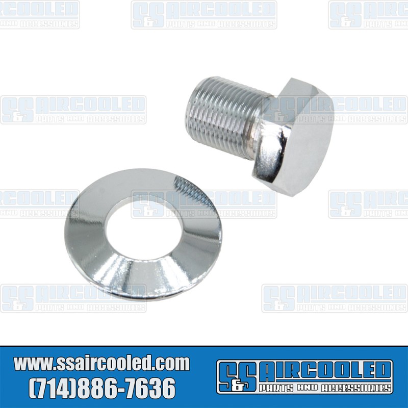 VW Crankshaft Pulley Bolt & Washer, Extra Long, Chrome, AC105284B VW Crankshaft Pulley Bolt & Washer, Extra Long, Chrome, AC105284B