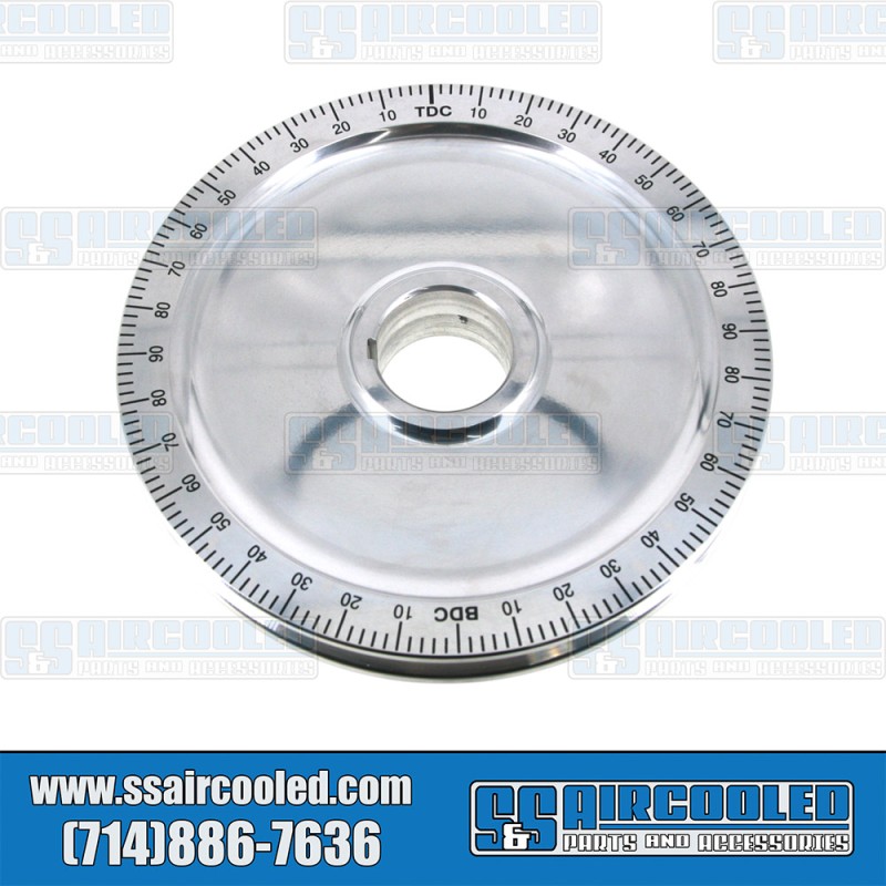  VW Crankshaft Pulley, 6-3/4in, Aluminum, Solid, Polished w/Black Numbers, AC105353B