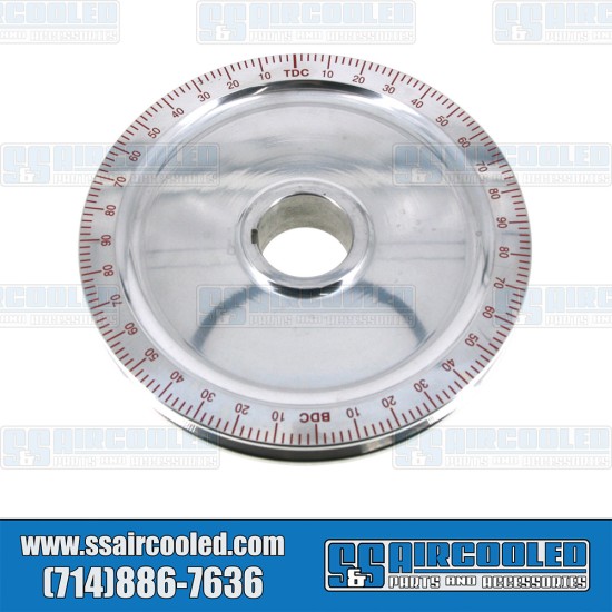  VW Crankshaft Pulley, 6-3/4in, Aluminum, Solid, Polished w/Red Numbers, AC105354B