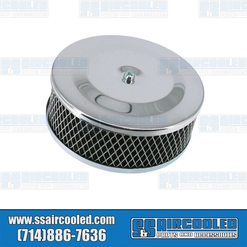  VW Air Filter Assembly, Stock/ICT/EPC, Round, Foam, Chrome, AC129741B