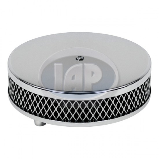 VW Air Filter Assembly, Stock/ICT/EPC, Round, Low Profile, Foam, Chrome, AC129761B