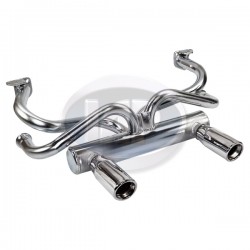 2 Tip Exhaust System, 1-3/8in. Header, Galvanized w/Chrome Tips