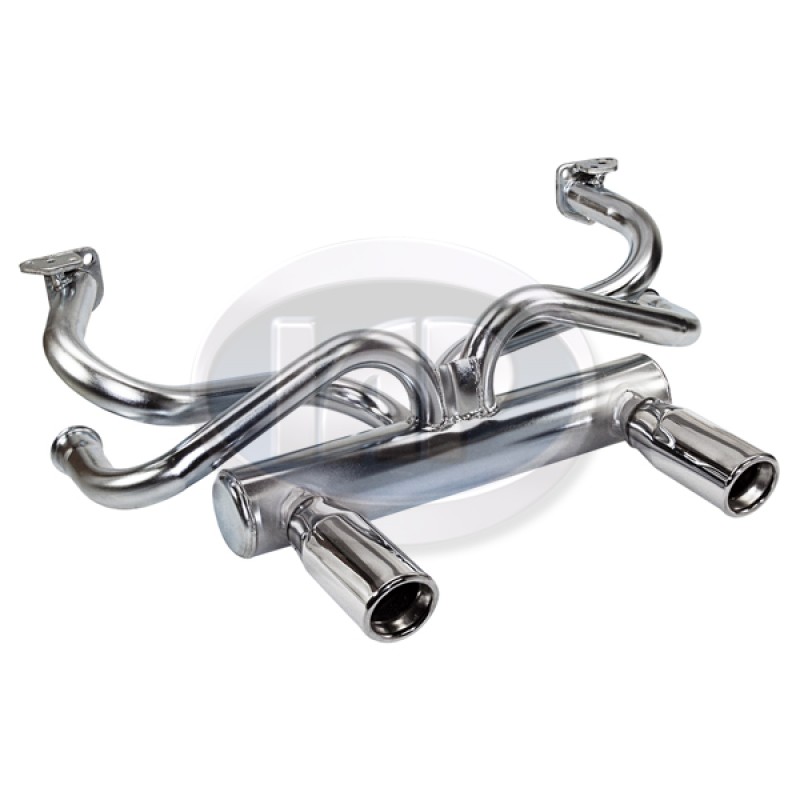 VW 2 Tip Exhaust System, 1-3/8in. Header, Galvanized w/Chrome Tips, AC251420BLEM VW 2 Tip Exhaust System, 1-3/8in. Header, Galvanized w/Chrome Tips, AC251420BLEM