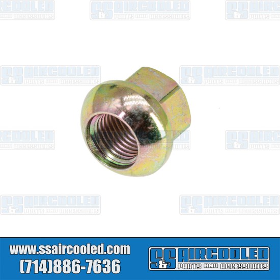  VW Lug Nut, M14-1.5, Ball Seat, Open Ended, Cad Plated, AC601345B