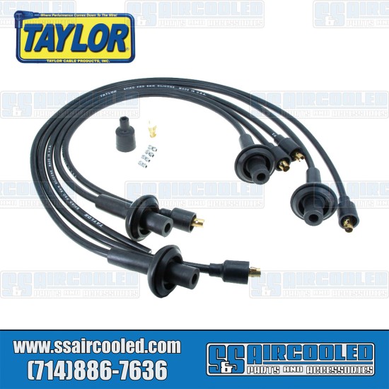 Taylor VW Spark Plug Wires, 8mm Spiral Core, Black, Silicone, AC998033B