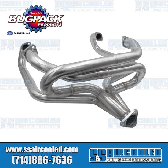 Bugpack VW Exhaust Header, 1-3/4in. Merged, Stainless Steel, B2-0111-S