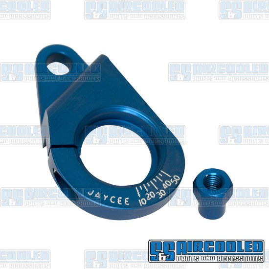 JayCee Enterprises VW Distributor Clamp, Billet Aluminum, w/Ignition Timing Marks, Blue, JC-2210-0