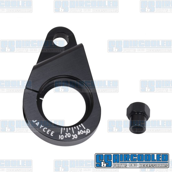 JayCee Enterprises VW Distributor Clamp, Billet Aluminum, w/Ignition Timing Marks, Black, JC-2211-0