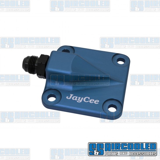 JayCee Enterprises VW Oil Pump Cover, 8mm Studs, Full Flow Style, Billet Aluminum, Blue, JC-2296-0