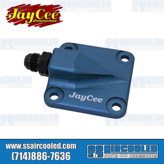 JayCee Enterprises VW Oil Pump Cover, 8mm Studs, Full Flow Style, Billet Aluminum, Blue, JC-2296-0