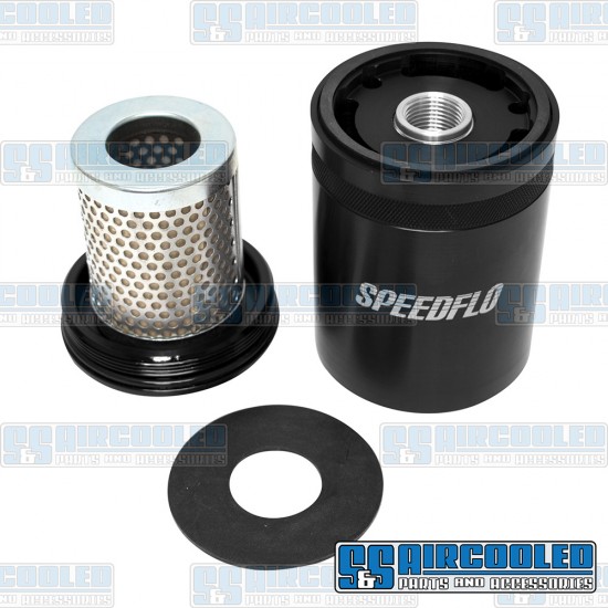 JayCee Enterprises VW Oil Filter, SPEEDFLO Re-Usable, Billet Aluminum, Black, JC-2306-0