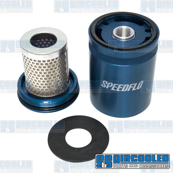 JayCee Enterprises VW Oil Filter, SPEEDFLO Re-Usable, Billet Aluminum, Blue, JC-2308-0